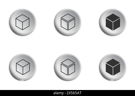 Cube festgelegt. Kubisch oder Kästchen. Vektorabbildung Stock Vektor