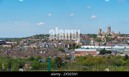 Blick auf Eastern Lincoln City, Lincoln City, Lincolnshire, England, Großbritannien Stockfoto