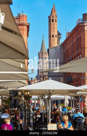 Basilique Saint-Sernin. Eglise Notre-Dame du Taur. Rue du Taur. Toulouse. Haute-Garonne. Frankreich. Stockfoto