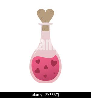 Liebestrank in einem Glasgefäß, flaches Symbol isoliert auf weißem Hintergrund. Valentinstag-Konzept. Vektorillustration in flacher Art für Webdesign, banne Stock Vektor