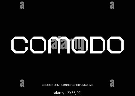 Geometrische futuristische Alphabet-Anzeige Schriftvektorillustration Stock Vektor