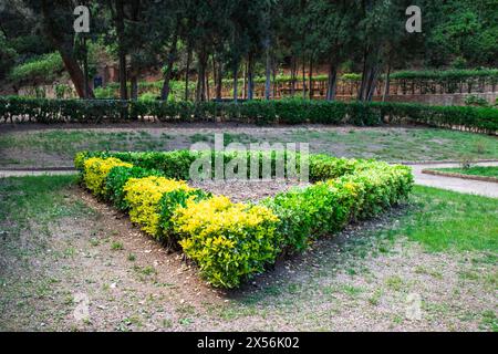 Neoklassizistischer historischer Garten Parc del Laberint d'Horta, Barcelona, Spanien, Nachhaltigkeit, Umweltschutz, Schutz der Artenvielfalt Stockfoto