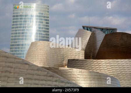 Guggenheim Museum, Bilbo-Bilbao, Vizcaya, Baskenland, Spanien. Stockfoto