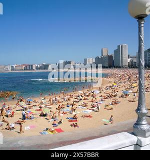 Riazor und Orzán Strände. La Coruña. Galizien. Spanien Stockfoto