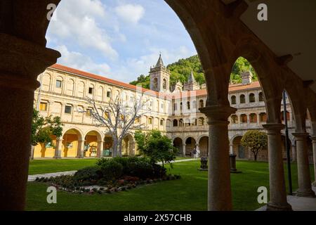 Monasterio de San Esteban, Mosteiro de Santo Estevo de Ribas de Sil, Ribeira Sacra, Ourense, Galizien, Spanien Stockfoto