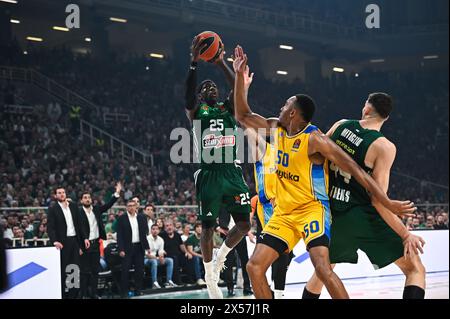 Athen, Lombardei, Griechenland. Mai 2024. 25 KENDRICK NUNN von Panathinaikos Athen während der Euroleague, Playoff D, Spiel 5, Spiel zwischen Panathinaikos Athen und Maccabi Playtika Tel Aviv in Oaka Altion am 7. Mai 2024 in Athen, Griechenland. (Kreditbild: © Stefanos Kyriazis/ZUMA Press Wire) NUR REDAKTIONELLE VERWENDUNG! Nicht für kommerzielle ZWECKE! Stockfoto