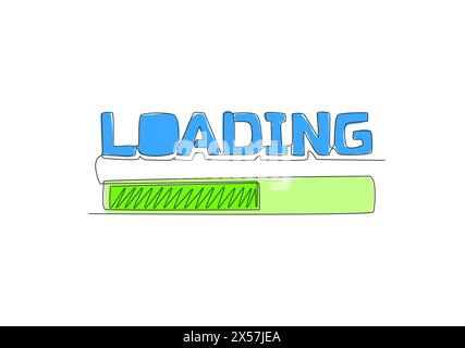 Eine einzeilige Zeichnung mit niedlichen und coolen Typografie-Symbolen zum Laden von Daten. Kalligraphisches Design für Druck, Karte, Etikett, Banner, Poster. Durchgehend l Stock Vektor