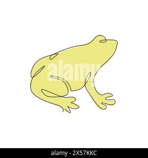 Eine einzeilige Zeichnung mit niedlichem Frosch für Firmenlogo. Amphibien-Tiersymbol-Konzept. Moderne durchgehende Linie Vektor zeichnen grafisches Design illus Stock Vektor