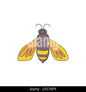 Eine einzeilige Zeichnung mit niedlicher Biene für Firmenlogo. Honigbienenfarm-Icon-Konzept aus Wespentierform. Dynamische durchgehende Liniengrafik Stock Vektor
