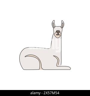 Eine einzeilige Zeichnung aus niedlichem Lama für Firmenlogo. Icon-Konzept des Unternehmens von Tieren, die typisch für Südamerika sind. Moderne konti Stock Vektor