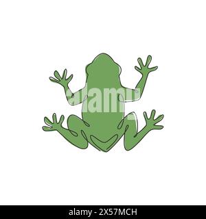 Eine durchgehende Linienzeichnung mit dem Logo des lustigen Frosches für Kinder. Reptilientier-Symbol-Konzept. Trendige einzeilige Zeichnung grafisches Design Vektor illus Stock Vektor