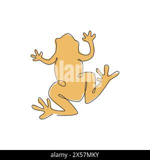 Eine einzeilige Zeichnung mit niedlichem Frosch für Firmenlogo. Amphibien-Tiersymbol-Konzept. Trendige durchgehende Linie zeichnen Vektor Design Grafik illus Stock Vektor
