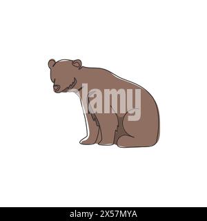 Eine einzeilige Zeichnung mit niedlichem Grizzlybär für Firmenlogo. Das Icon-Konzept des Geschäftsunternehmens aus der Tierform wilder Säugetiere. Moderne Verbindung Stock Vektor