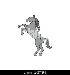 Eine einzeilige Zeichnung von Elegance Springpferd für das Firmenlogo. Ponypferd Wildsäugetier-Symbolkonzept. Dynamische durchgehende Linie dra Stock Vektor