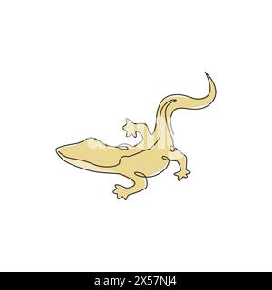 Einzelne durchgehende Linienzeichnung einer entzückenden Steinechse für die Logo-Identität der Tierliebhaber. Wunderschönes Tiermaskottchen-Konzept für Reptilienzoo. Eins Stock Vektor