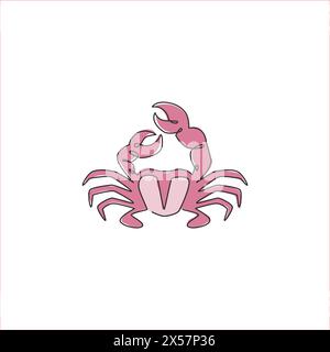 Eine einzeilige Zeichnung mit niedlichen kleinen Krabben für Logo-Identität. Gesunder köstlicher Geschmack Meeresfrüchte Konzept für chinesische Restaurant-Ikone. Modern durchgehend Stock Vektor