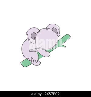 Einzelne durchgehende Linienzeichnung von lustigem Koala für die Logo-Identität des Kinderspielzeugs. Little Bär aus Australien Maskottkonzept für Nationalparkikone. Moder Stock Vektor