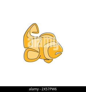 Eine durchgehende Linienzeichnung mit entzückenden Clownfischen für die SEA World-Logo-Identität. Percula Anemoneshow Maskottchen Konzept für Wassershow-Ikone. Eine Zeile Stock Vektor