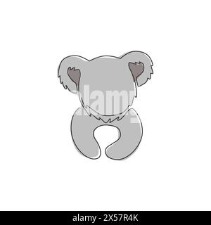 Einzelne durchgehende Linienzeichnung mit lustigem Koalakopf für Kinderspielzeug-Shop-Logo-Identität. Little Bär aus Australien Maskottkonzept für Nationalparkikone. Stock Vektor