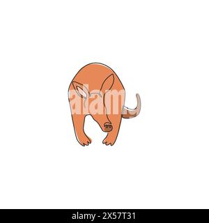 Eine durchgehende Linienzeichnung aus süßem Aardvark für die Identität des Firmenlogos. Das Maskottchenkonzept für nächtliche Säugetiere ist ein Symbol für den Safari-Nachtpark. Moderne Einzelleitung Stock Vektor