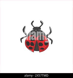Eine einzeilige Zeichnung mit entzückendem Marienkäfer für die Firmenlogos-Identität. Kleines Insektenmaskottchen-Konzept für Bug-Liebhaber-Club-Ikone. Moderne durchgehende Linie dr Stock Vektor