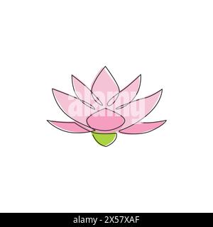 Einzelne durchgehende Linie Zeichnung von Beauty Fresh Lotus für Healthcare Spa Business Logo. Bedruckbare dekorative Wasserlilie Blumenkonzept Wohnwand Dekor Stock Vektor
