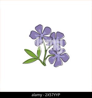 Eine durchgehende Linie Zeichnung Beauty Fresh catharanthus für Wohnwand Dekor Kunst Posterdruck Dekoratives Periwinkle Blumenkonzept für Hochzeitseinladungen Stock Vektor