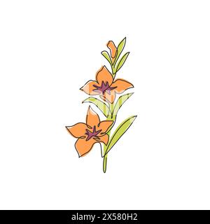 Eine einzeilige Zeichnung mit einer schönen Orchidee für ein Poster zur Innendekoration. Bedruckbares dekoratives Orchideenblütenkonzept. Moderne durchgehende Linie Stock Vektor