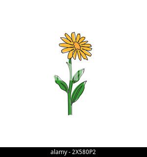 Eine einzeilige Zeichnung der schönen Ringelblume für das Poster zur Wanddekoration. Bedruckbare dekorative Ringelblume für Grußkarten-Ornament. Modern Stock Vektor