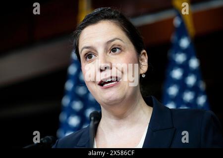 Washington, District of Columbia, USA. Mai 2024. Die US-Repräsentantin ELISE STEFANIK (R-NY) sprach auf einer Pressekonferenz im Kapitol der USA. (Kreditbild: © Michael Brochstein/ZUMA Press Wire) NUR REDAKTIONELLE VERWENDUNG! Nicht für kommerzielle ZWECKE! Stockfoto