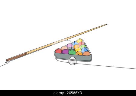 Eine einzelne Linie Zeichnung von Dreieck Pyramidenkugeln stapeln für Billardspiel an Billardraum Vektor-Grafik Illustration. Hallensport-Erholunga Stock Vektor