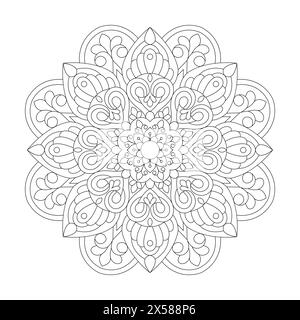 Innere Ruhe Mandala Malbuch Seite für kdp Buch Interior. Easy Mandala Malbuch Seiten für Erwachsene zum Entspannen, Erlebnisse geben Entspannung. Resizeabl Stock Vektor