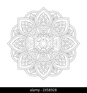 Friedliche islamische Mandala Malbuchseite für kdp Book Interior. Easy Mandala Malbuch Seiten für Erwachsene zum Entspannen, Erlebnisse geben Entspannung. Resi Stock Vektor