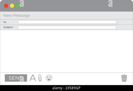 E-Mail-Fenster. Interface Mail leere Nachricht Internetfenster Website Panel Bildschirm Computersoftware Webbrowser Box Vektor Illustration Stock Vektor
