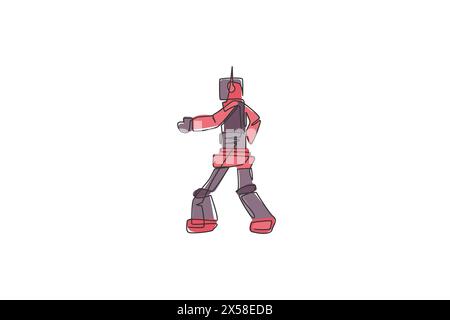 Eine durchgehende Linienzeichnung von intelligenter Roboter, künstlicher Intelligenz Produktvektorillustration. Zukunftsweisendes Technologieinnovationskonzept. Dynamische Sünde Stock Vektor