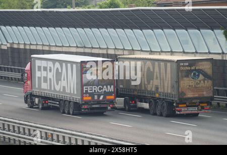 Bergamo, Italien. Mai 2024. In Italien nimmt der Straßengüterverkehr sechsmal schneller zu als die Schiene: 21 Milliarden Tonnen pro Kilometer auf der Schiene und 180 Milliarden Tonnen pro Kilometer auf der Autobahn. Quelle: Unabhängige Fotoagentur/Alamy Live News Stockfoto