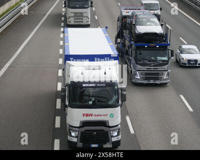 Bergamo, Italien. Mai 2024. In Italien nimmt der Straßengüterverkehr sechsmal schneller zu als die Schiene: 21 Milliarden Tonnen pro Kilometer auf der Schiene und 180 Milliarden Tonnen pro Kilometer auf der Autobahn. Quelle: Unabhängige Fotoagentur/Alamy Live News Stockfoto