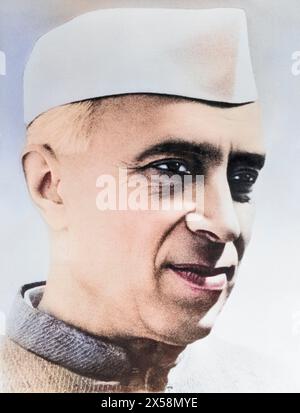 Nehru, Jawaharlal 'Pandit', 14.11.1889 - 27.5,1964, indischer Politiker, Porträt, 1950S, ADDITIONAL-RIGHTS-CLEARANCE-INFO-NOT-AVAILABLE Stockfoto