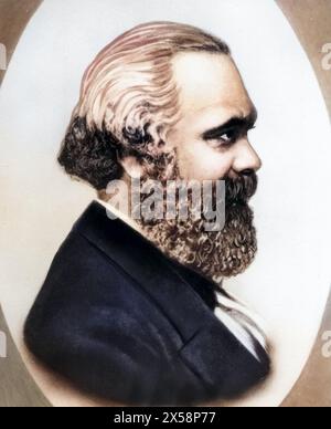Marx, Karl, 5.5.1818 - 14.3,1883, deutscher Philosoph, Porträt, SEITENANSICHT, 1867, , ADDITIONAL-RIGHTS-CLEARANCE-INFO-NOT-AVAILABLE Stockfoto