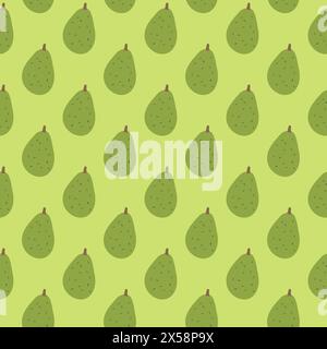 Nahtloses Avocado-Muster. Ganze Avocadoelemente wiederholen die Abdeckung. Vektor flache handgezeichnete Illustration. Stock Vektor