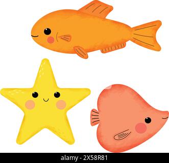 Set mit süßem Orangenfisch Stock Vektor