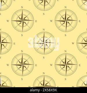 Reisemuster Kompass. Nahtlose Grafik für Textilien, Tapeten und Hintergründe Stock Vektor