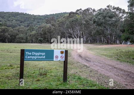 Turon National Park im regionalen New South Wales und der Grabplatz neben Eukalyptuswald in Australien Stockfoto