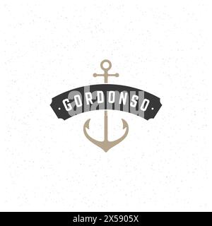 Anker-Logo-Vorlage. Vector Design Element Vintage Style für Logotype oder Label Retro Illustration. Ankersilhouette. Stock Vektor