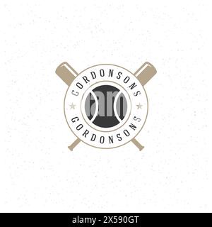 Baseball-Logo-Vorlage. Vektor Design Element Vintage Stil Abzeichen Retro Illustration. Ball- und Fledermaus-Silhouetten. Stock Vektor