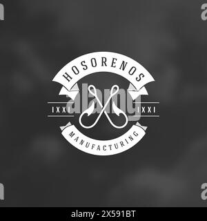 Hakenkopf-Designelement im Vintage-Stil für Logotype, Label, Abzeichen und anderes Design. Illustration des Retro-Vektors. Haken Silhouette, Retro Fiching Log Stock Vektor