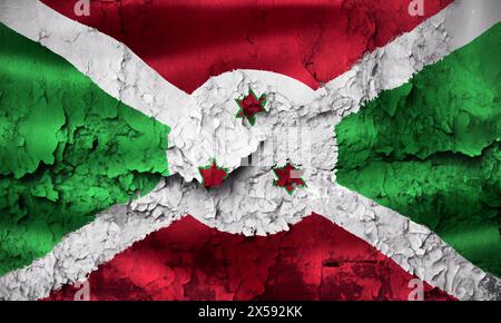 Burundi Flagge - realistische wehende Stoff Flagge Stockfoto