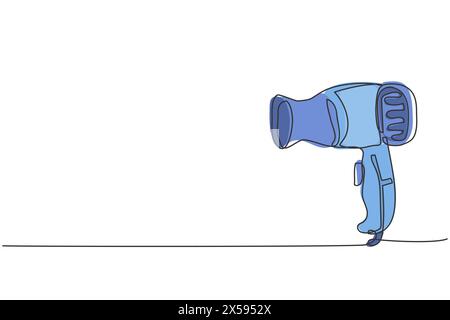Einzelne durchgehende Linienzeichnung des elektrischen Haartrockners Haushaltsutensil. Elektronisches Haargebläse Haushaltsgerätekonzept. Modernes einzeiliges Ziehdesign gr Stock Vektor