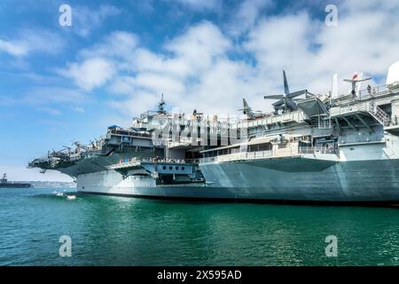 USS Midway, Flugzeugträgermuseum im Hafen von San Diego, Kalifornien Stockfoto