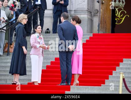 STOCKHOLM, SCHWEDEN - 7. MAI 2024: Die königliche Familie von Dänemark und Schweden besucht das Nordische Museum in Stockholm während eines Staatsbesuchs. Stockfoto